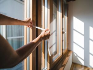 taśma miernicza przy oknie